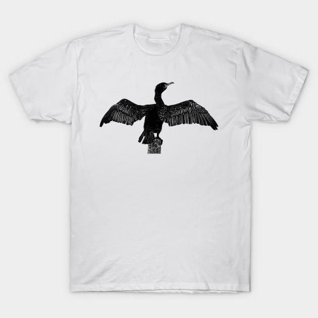 Cormorant drawing T-Shirt by lorendowding